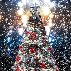 Christmas tree against a glittery luminous background