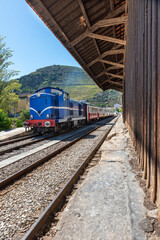 Front end train in the Pinhao Mountains, Portugal
