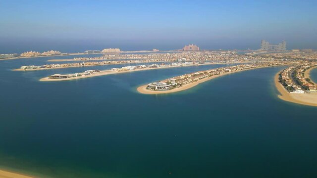 Aerial view of The Palm Island panorama in Dubai United Arab Emirates