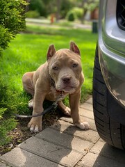 Blue eyed pitbull puppy