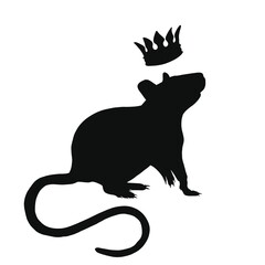 Icon of rat silhouette with corona. Black illustration of rodent