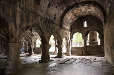 Fototapeta na wymiar Interior of the medieval Armenian monastery of Haghpat. 10th century. Armenia