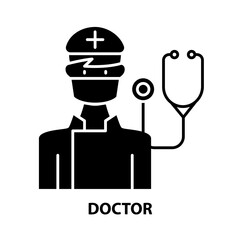 doctor icon, black vector sign with editable strokes, concept illustration