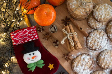 Christmas sweets on a table. Beautiful festive decoration. Holiday menu ideas. 
