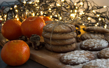 Christmas sweets on a table. Beautiful festive decoration. Holiday menu ideas. 
