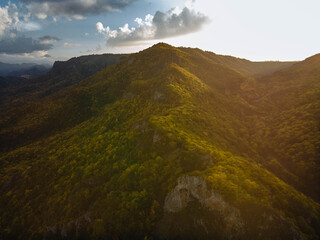 Colorful sunset bird's eye view