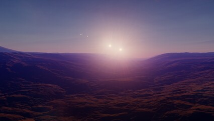 alien planet landscape, science fiction illustration, view from a beautiful planet, beautiful space background 3d render
