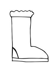 Doodle moon boot vector illustration. Hand drawn simple style winter boot.