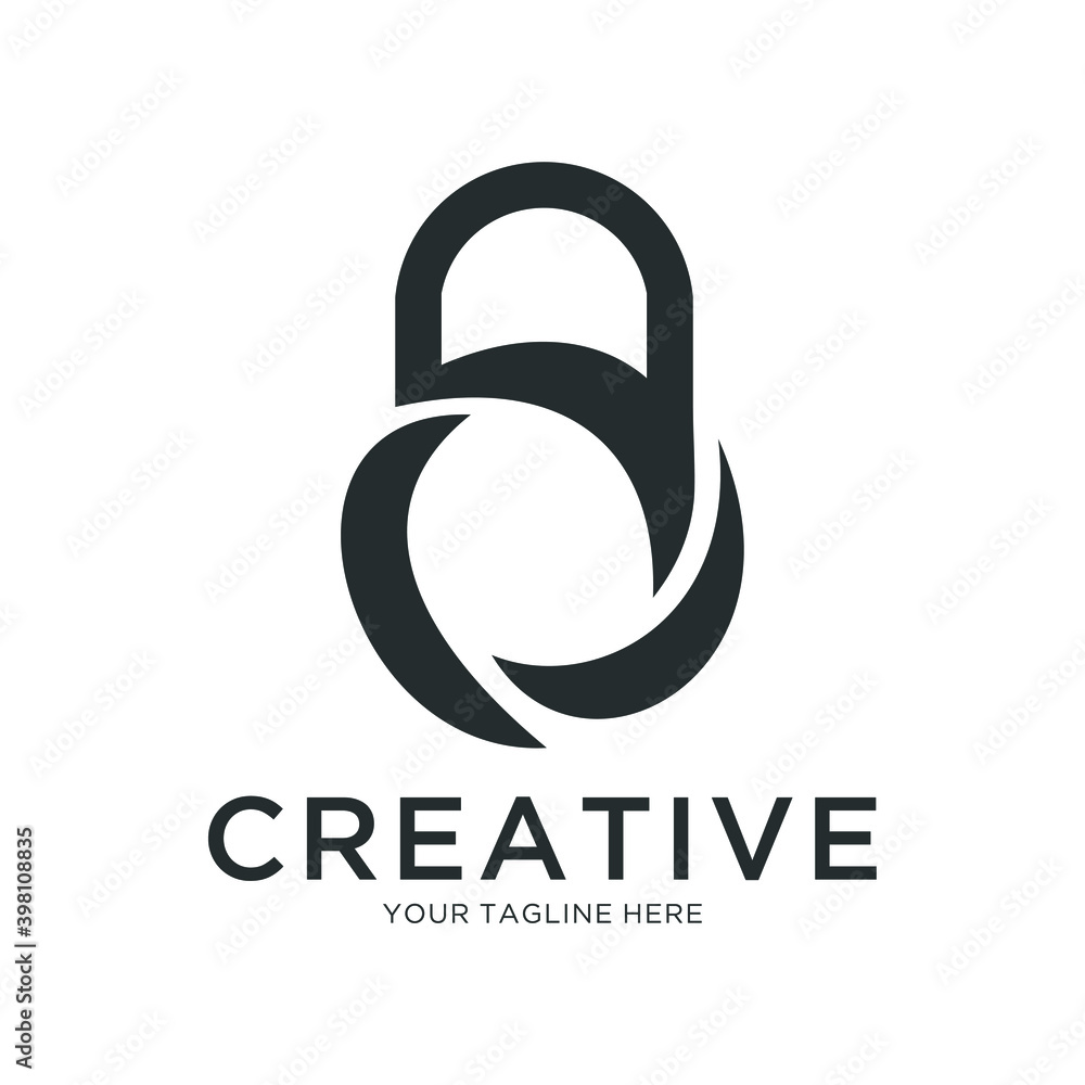 Poster digital lock logo abstract as logic labyrinth. creative design vector template. internet web securit