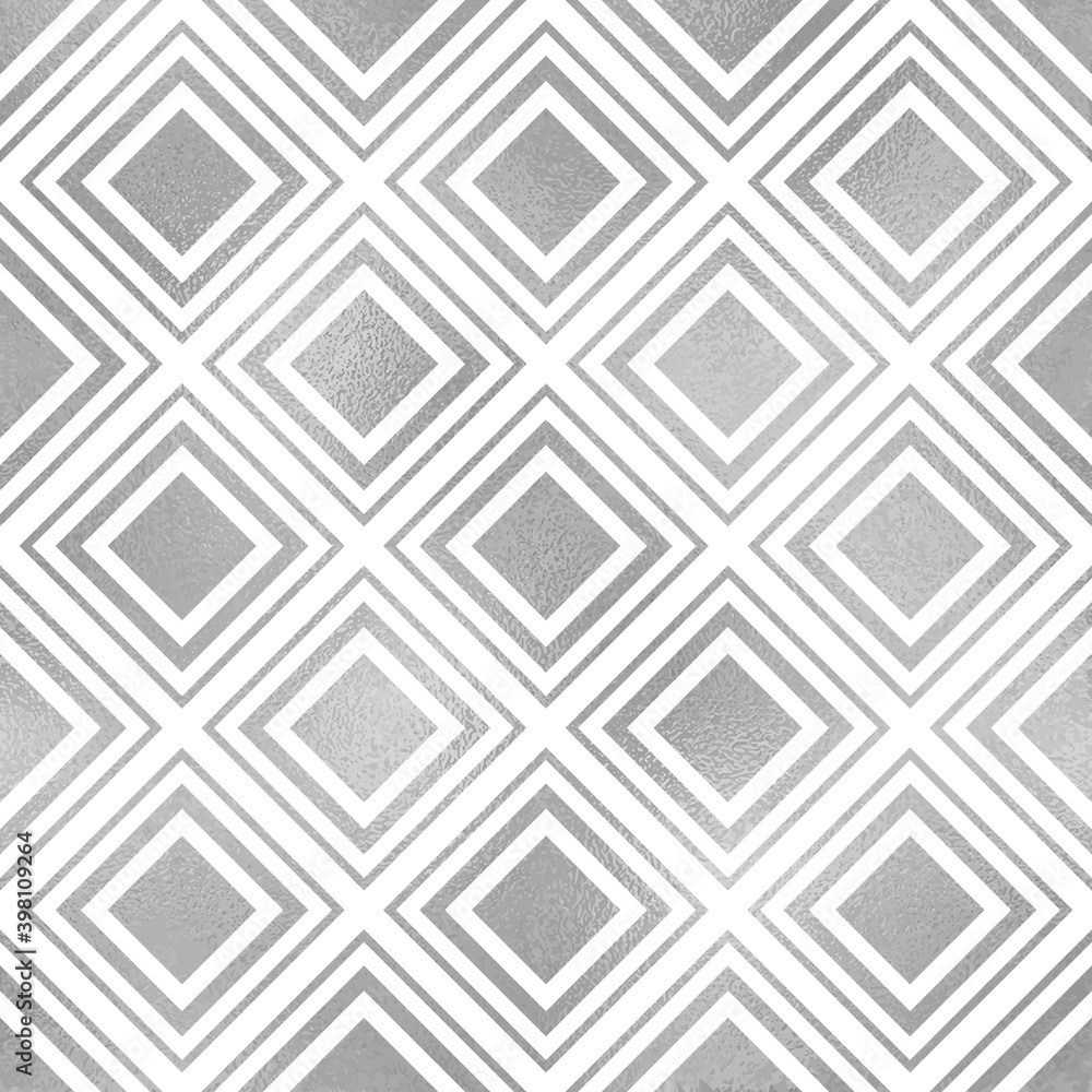Poster geometric seamless pattern. silver foil effect. abstract background with subtle squares shape. moder