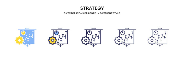 Strategy vector icons set designed in different style