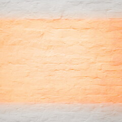 White Shabby Brick Wall Background With Orange Neon Light Spot, Old Stone Brickwork Plaster Texture, Grunge Clean Stucco Wall Material