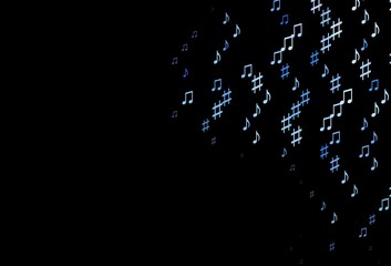 Dark BLUE vector backdrop with music notes.