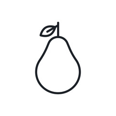 Pear icon. Vector linear icon, contour, shape, outline isolated on a white background. Thin line. Modern minimalistic design. Fruits.