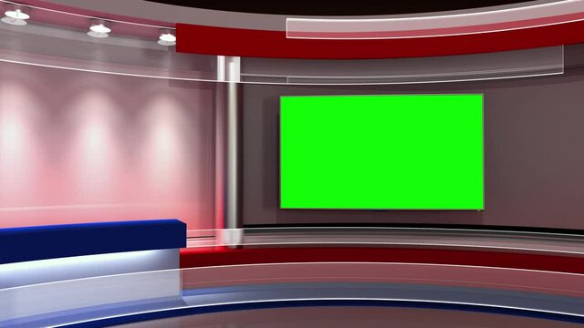 TV studio. South Korea flag studio. South Korea flag background. News studio. The perfect backdrop for any green screen or chroma key video or photo production. 3d render. 3d
