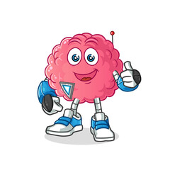 brain robot character. cartoon mascot vector