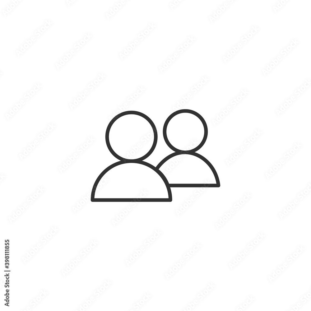 Poster two users outline icon. linear style sign for mobile concept and web design. friends line vector ico