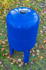 Blue metal water tank for 50 liters of water