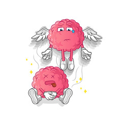 brain spirit leaves the body mascot. cartoon vector