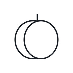 Peach icon. Vector linear icon, contour, shape, outline isolated on a white background. Thin line. Modern minimalistic design. Fruits.