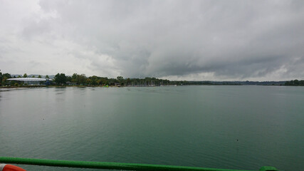 View from a tourist ship on Lake Chiemsee in Bavaria, Germany