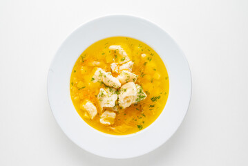 fish soup on the white background
