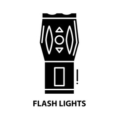 flash lights icon, black vector sign with editable strokes, concept illustration