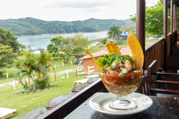 shrimp ceviche on the beach