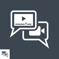 Video Marketing Related Vector Glyph Icon. Isolated on Black Background. Vector Illustration.