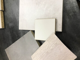 gray graphite texture, stylish background. example of samples of materials for cutting. wooden textures, chipboard, sawdust for the manufacture of furniture. lumber edge