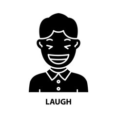 laugh icon, black vector sign with editable strokes, concept illustration