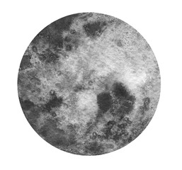 Hand drawn moon watercolor illustration isolated on white background. Design element.