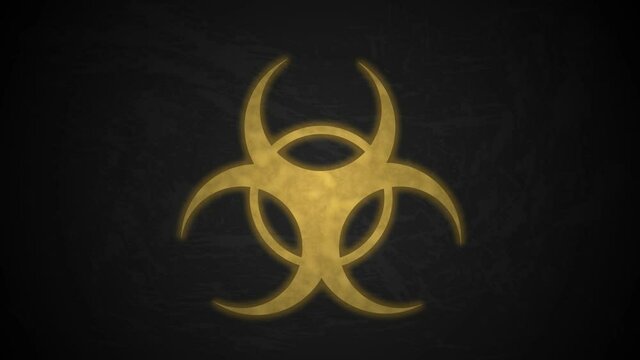 Radiation symbol. Animated radiation signal. Grunge background with chemical hazard icon