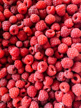 lots of ripe fruit sweet raspberries for cooking as a background