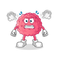 brain very angry mascot. cartoon vector
