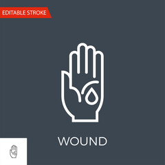 Fototapeta na wymiar Wound Thin Line Vector Icon. Flat Icon Isolated on the Black Background. Editable Stroke EPS file. Vector illustration.