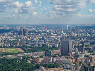 Aerial view of Moscow from skyscraper.