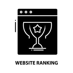 website ranking icon, black vector sign with editable strokes, concept illustration