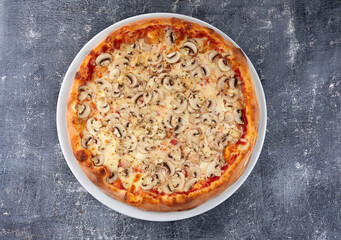 fresh pizza on the white plate