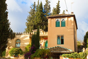 Nice neo-Mudejar-looking building in Granada's lovely Albaizín neighborhood