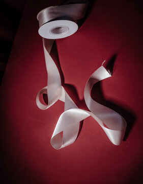 ribbon on a red background