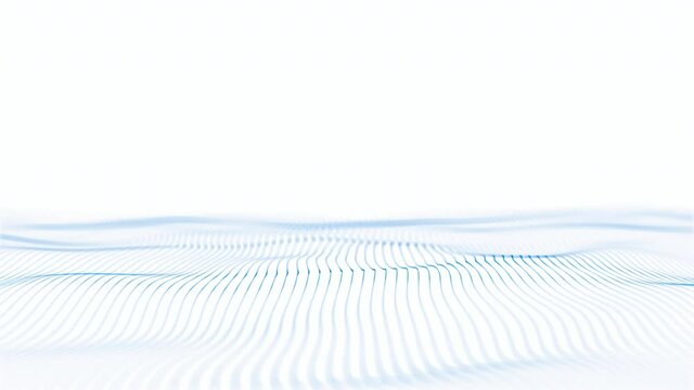 Abstract Blue Line Particles Wave On White Background . 4K Seamless loop
