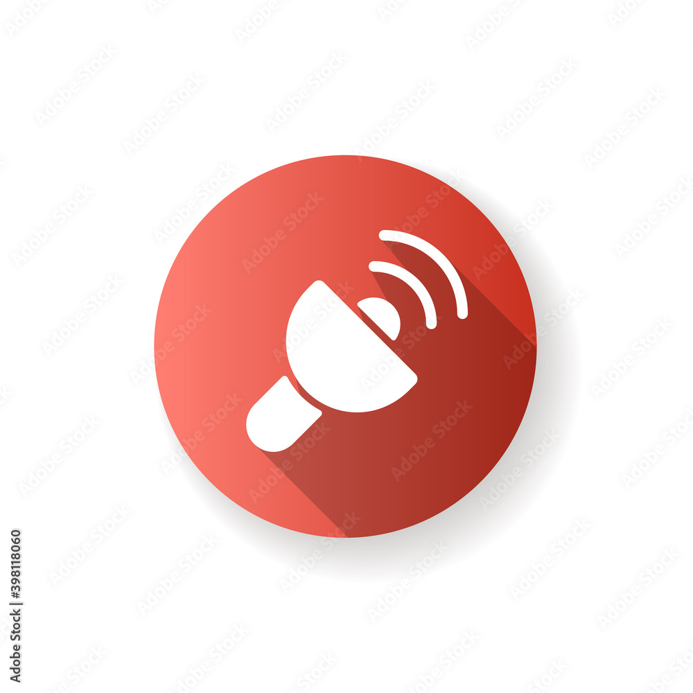 Wall mural lantern app red flat design long shadow glyph icon. white screen with maximum brightness. light sour