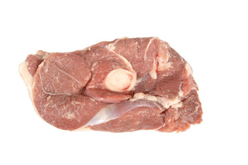 tranche de gigot d'agneau cru isolé sur un fond blanc