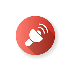 Lantern app red flat design long shadow glyph icon. White screen with maximum brightness. Light source. Turning on flash. Torch, flashlight. Providing illumination. Silhouette RGB color illustration