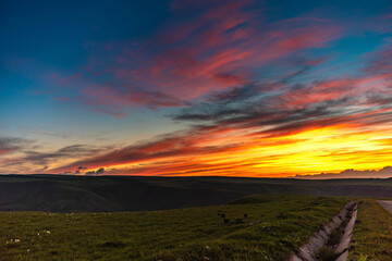 Bright colors of a warm sunset