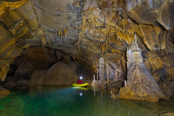 Cross Cave (Slovene: Križna jama), also named Cold Cave under Cross Mountain, Green Karst,...