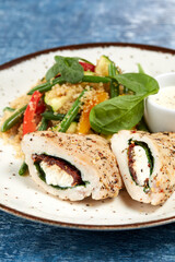 chicken stuffed cream cheese and vegetables