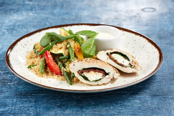 chicken stuffed cream cheese and vegetables