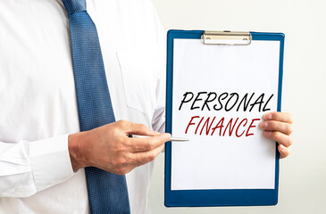 Personal finance inscription. Money, income and savings